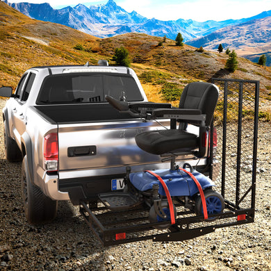 Goplus Hitch Mount Wheelchair Carrier, Mobility Scooter Loading Ramp with 2 Tie Down Straps