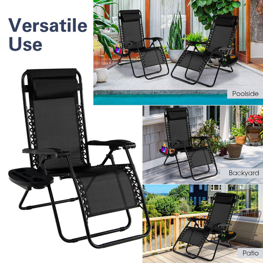 Goplus 2PC Zero Gravity Chairs Lounge Patio Folding Recliner