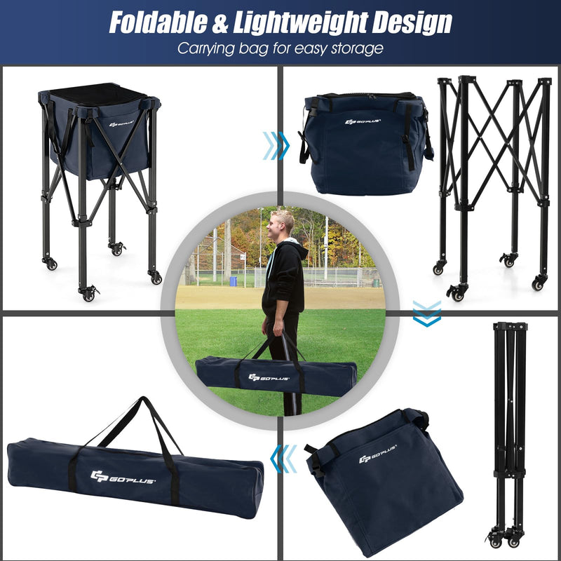 Load image into Gallery viewer, Goplus Foldable Tennis Ball Hoppers, Lightweight Aluminum Tennis Ball Basket
