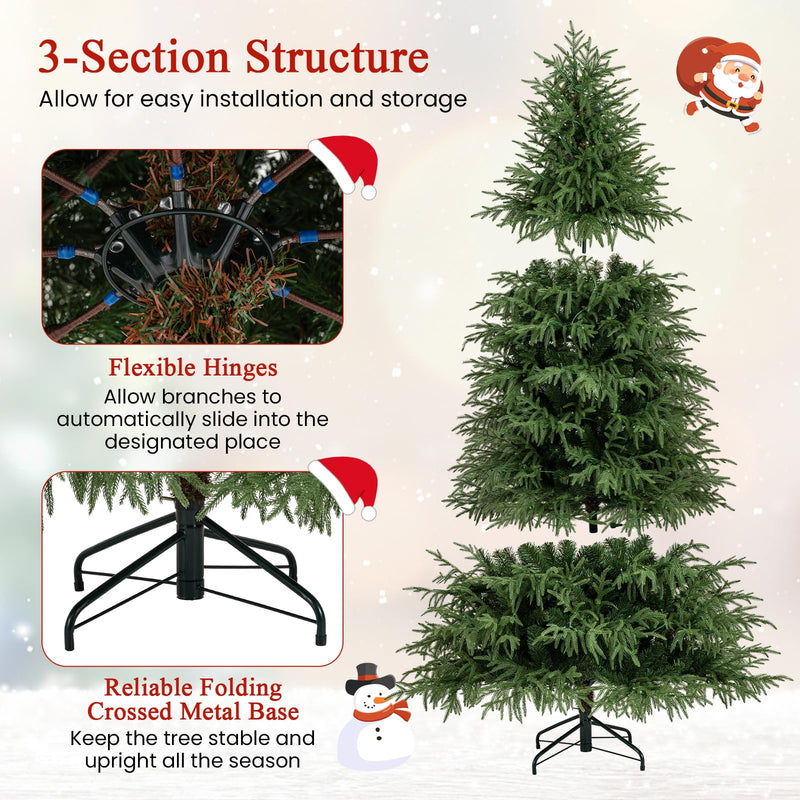 Load image into Gallery viewer, Goplus 7 FT Pre-Lit Artificial Christmas Tree, Hinged Faux Xmas Tree with 1217 Soft TPE &amp; PVC Mixed Branch Tips
