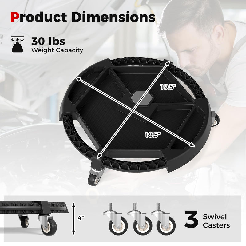 Load image into Gallery viewer, Goplus Mobile Automotive Tool Creeper with 3 Swivel Casters &amp; 4 Compartments (19.5" x 19.5" x 4")
