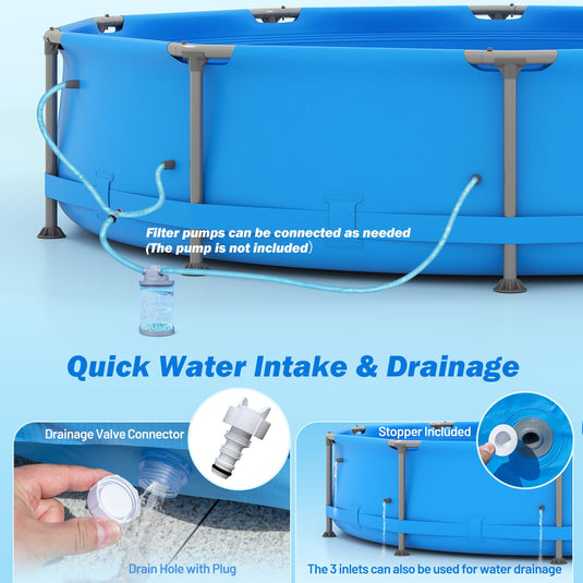 Goplus Above Ground Swimming Pool w/Metal Frame for Outdoor