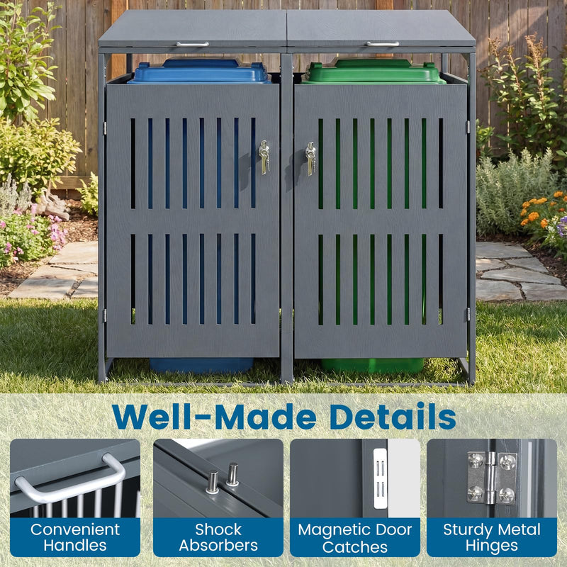 Load image into Gallery viewer, Goplus 44 Cu.Ft Outdoor Trash Can Storage Shed for 2 Bins with Gas Struts

