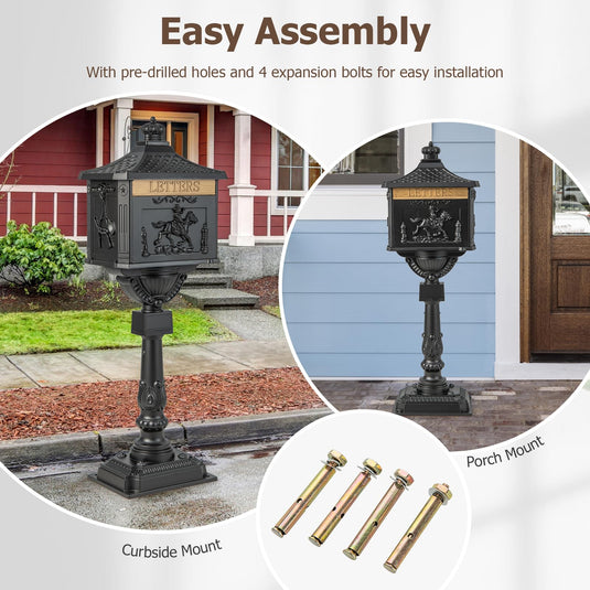 Goplus Cast Aluminum Mailbox with Post