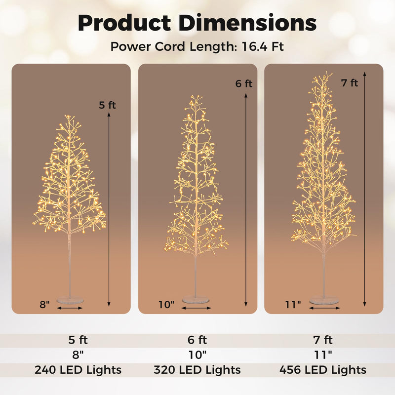 Load image into Gallery viewer, Goplus LED Birch Tree, 5/6/7 FT Pre-lit Twig Tree with Warm White Light LED Lights, Weighted Base
