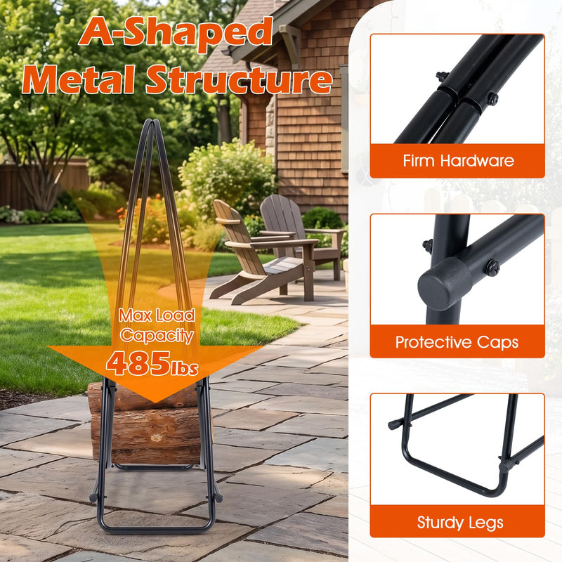 Load image into Gallery viewer, Goplus 45" Round Firewood Rack | Heavy-Duty Metal Log Holder (45 inch)
