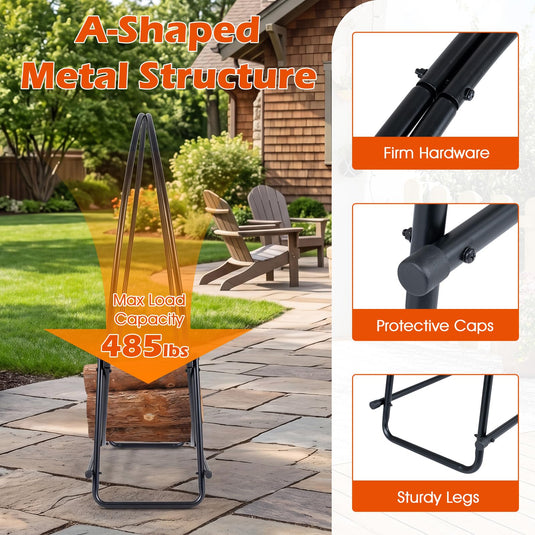 Goplus 45" Round Firewood Rack | Heavy-Duty Metal Log Holder (45 inch)