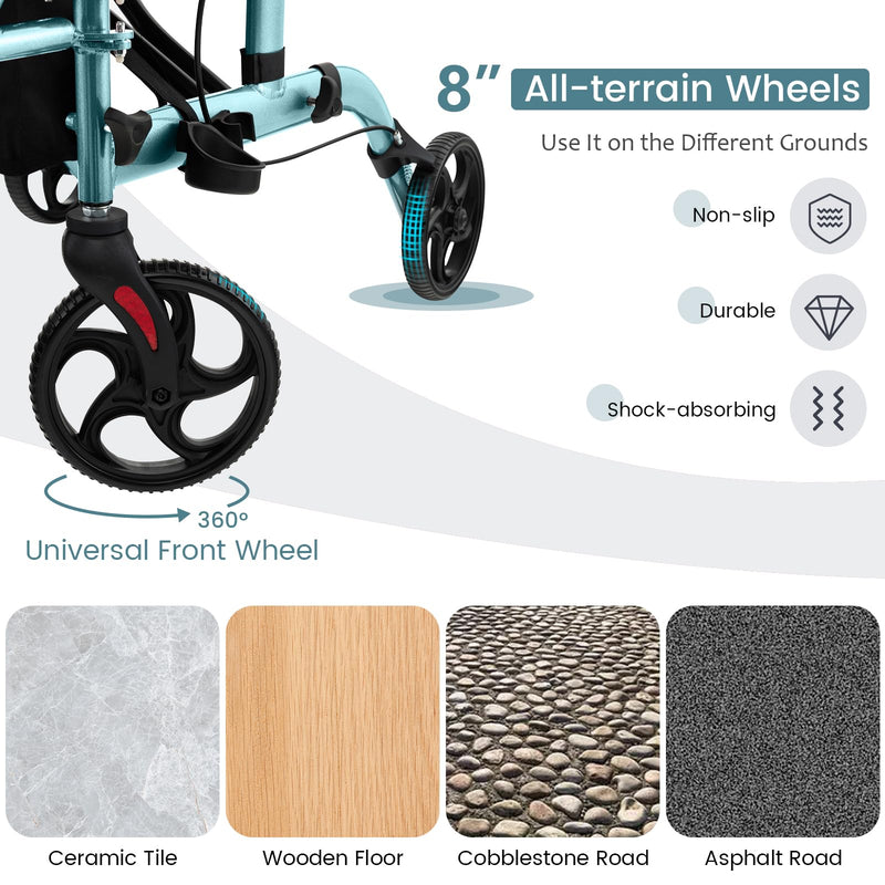 Load image into Gallery viewer, Goplus 2 in 1 Folding Rollator Walker, 4 Wheel Medical Walker with Seat
