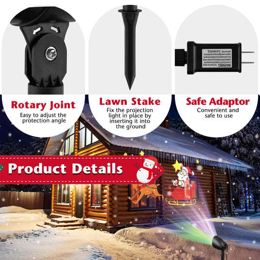 Goplus Christmas Projector Lights Outdoor | LED Santa Claus on Sleigh Projection Lamp