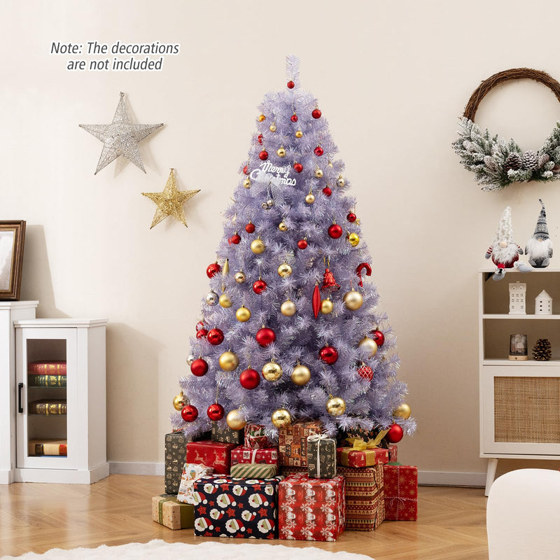 Load image into Gallery viewer, Goplus 6 FT Pre-Lit Tinsel Christmas Tree | Home Office Seasonal Holiday Decoration Lavender
