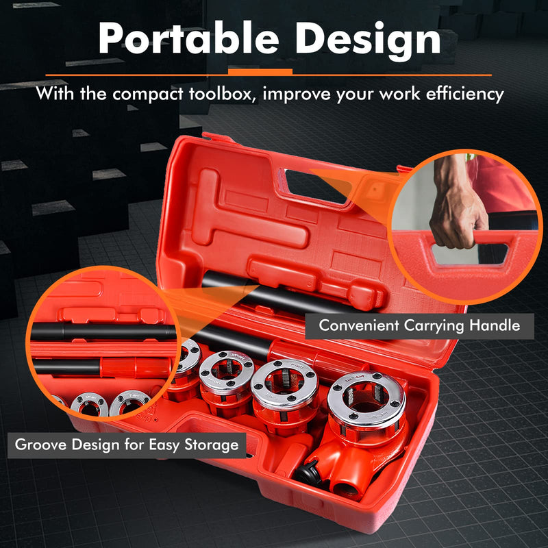 Load image into Gallery viewer, Goplus Ratchet Pipe Threader Kit Ratcheting Pipe Threading Tool Set
