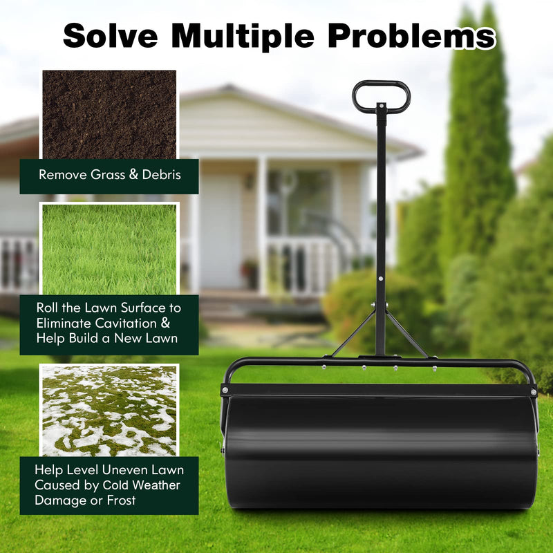 Load image into Gallery viewer, Goplus Lawn Roller, Push/Tow-Behind Lawn Roller, 17 Gallon/63L Water/Sand-Filled Sod Roller with Detachable Gripping Handle
