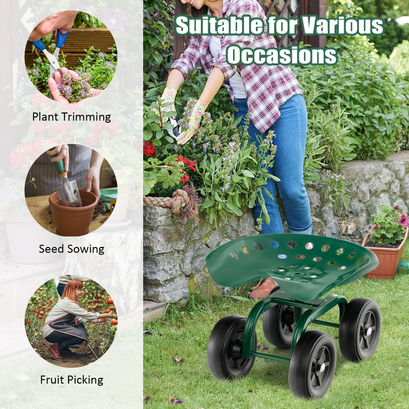 Load image into Gallery viewer, Utility Stool Cart w/Adjustable 360 Degree Swivel Seat - Goplus
