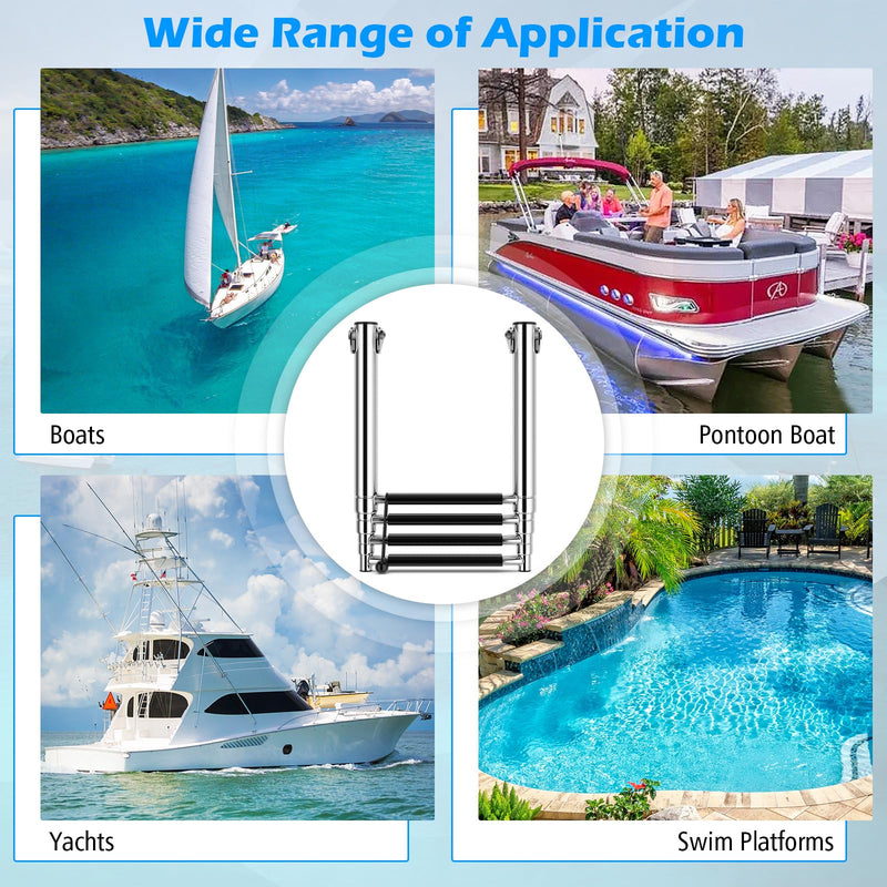 Load image into Gallery viewer, Goplus 4 Step Telescoping Boat Ladder
