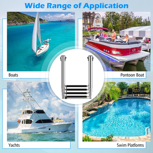 Goplus 4 Step Telescoping Boat Ladder