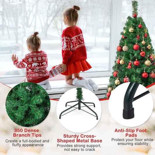 Goplus 5ft Artificial Christmas Tree Unlit Christmas Pine Tree with 350 PVC Branch Tips
