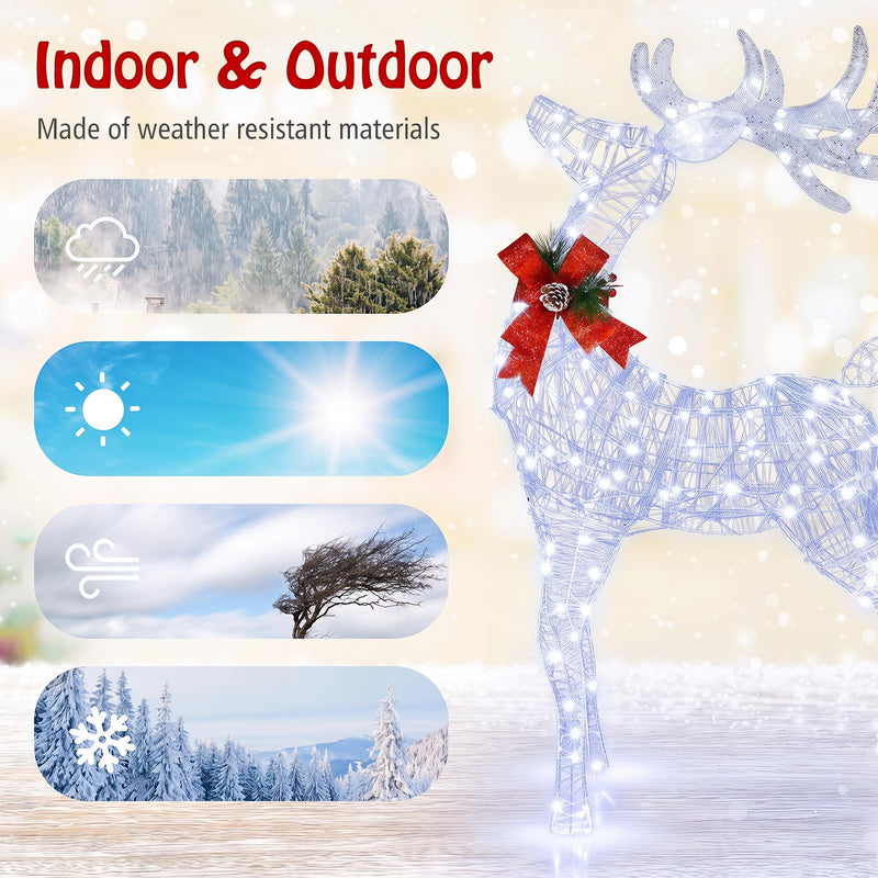 Load image into Gallery viewer, Goplus Lighted Christmas Reindeer | 4.4 FT Pre-Lit Xmas Holiday Decoration
