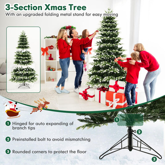 Goplus 7ft Pre-Lit Artificial Christmas Tree with Quick Power Connector