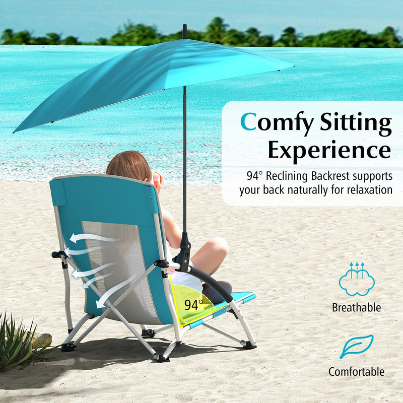 Load image into Gallery viewer, Goplus 330lbs Folding Backpack Chairs for Adults with Adjustable Parasol for Lawn Camping
