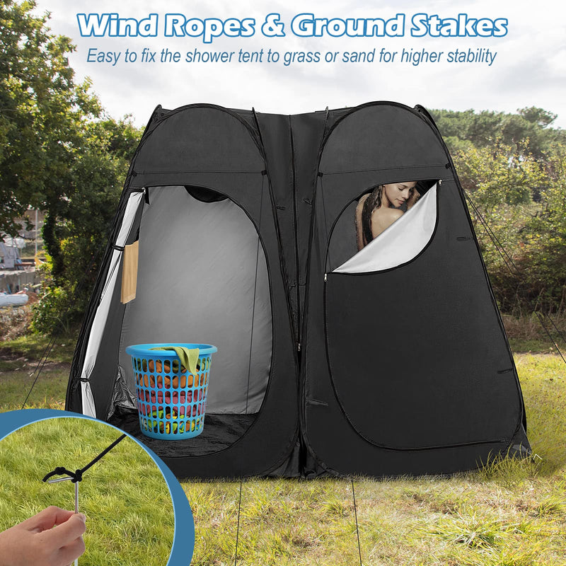 Load image into Gallery viewer, Goplus 2 Room Pop Up Shower Tent, 7.5FT Changing Tent with Ground Stake, Wind Rope, Carry Bag
