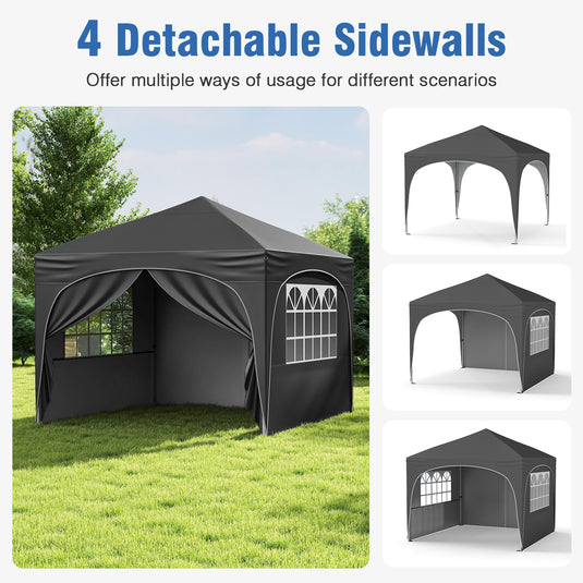 Goplus 10 X 10 FT Pop up Canopy Tent with 4 Removable Sidewall