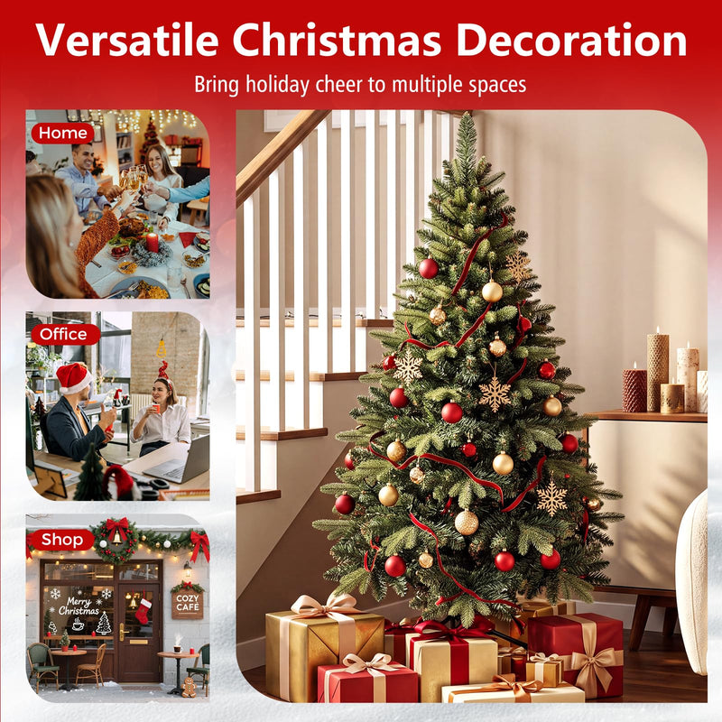 Load image into Gallery viewer, Goplus 5ft/6ft/7ft/8ft Artificial Christmas Tree | Hinged Unlit Full Xmas Tree with Realistic Tree Trunk &amp; Folding Metal Stand
