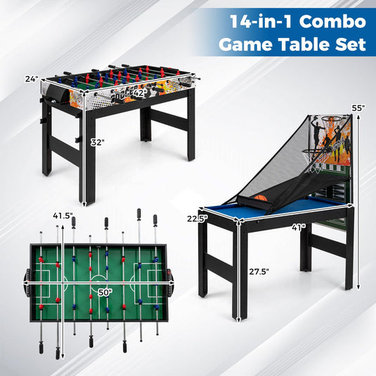 Goplus 14-in-1 Multi Game Table Adults Gifts for Home Arcade Game Room