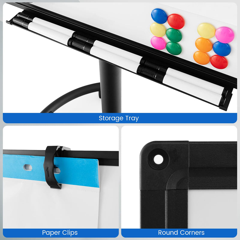 Load image into Gallery viewer, Goplus Mobile Whiteboard, 40&quot; x 26&quot; Height-Adjustable Dry Erase Board on Wheels

