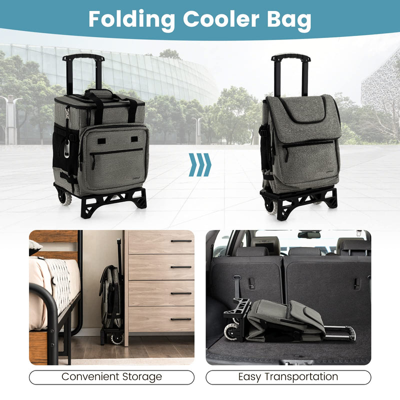 Load image into Gallery viewer, Goplus 50-Can Collapsible Rolling Cooler, 3-in-1 Portable Insulated Soft Cooler Bag w/Movable Wheels
