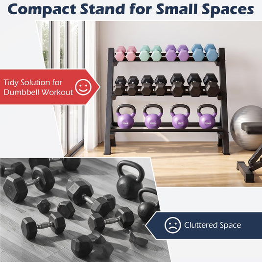 Goplus 3-Tier Adjustable Dumbbell Rack Stand Only for Home Gym Garage