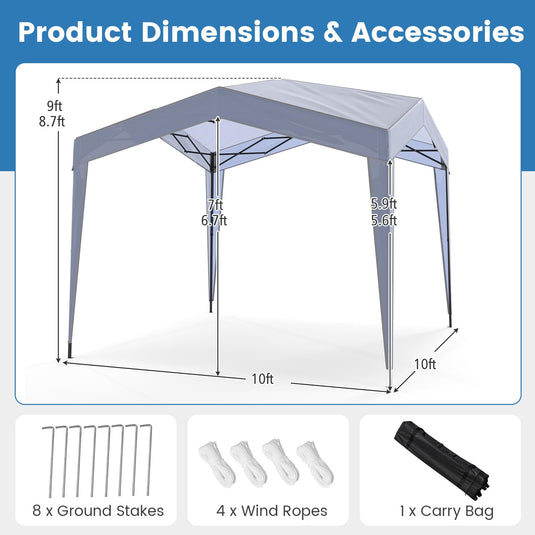 Goplus 10 x 10 FT Heavy-Duty Easy Setup Gazebo Shelter with Higher Top