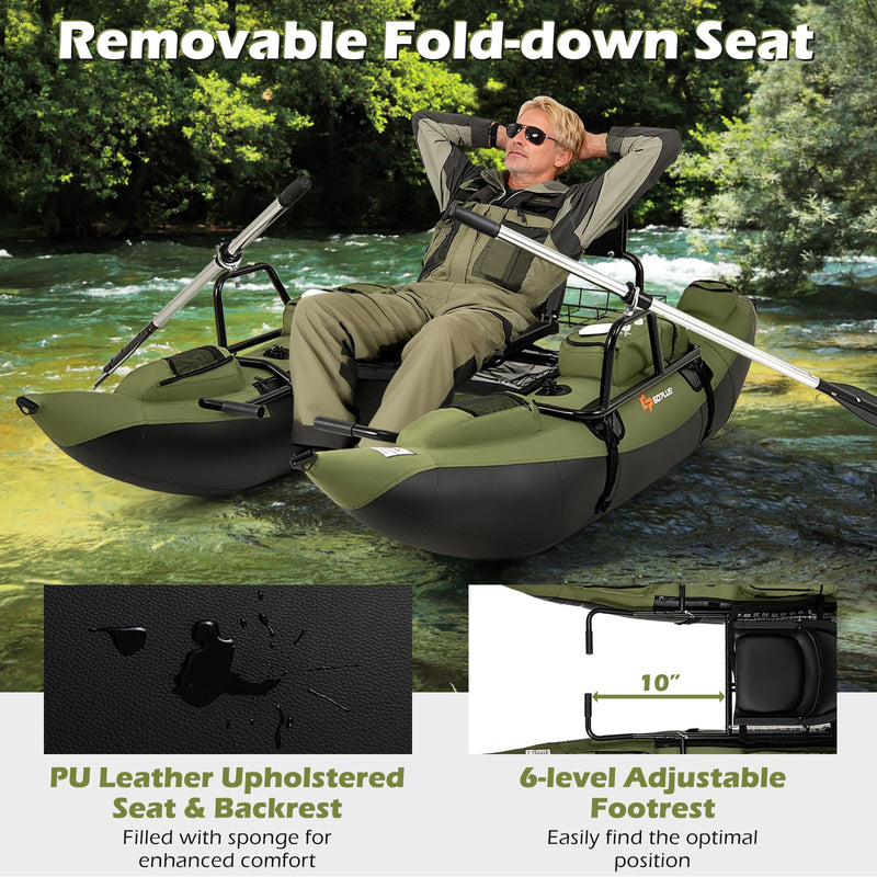 Load image into Gallery viewer, Goplus Inflatable Fishing Float Tube w/Pump Paddles Fish Ruler | 400 LBS Load Capacity
