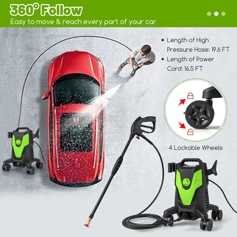 Load image into Gallery viewer, Goplus Electric Pressure Washer, 2400 PSI 1.7 GPM High Pressure Power Washer w/4 Quick Nozzles &amp; Universal Wheels
