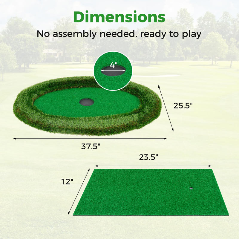 Load image into Gallery viewer, Goplus Floating Golf Green for Pool, Chipping Green Mat w/Hitting Mat, Golf Balls, Flag &amp; Tee, Oval, 37.5&quot; x 25.5&quot;
