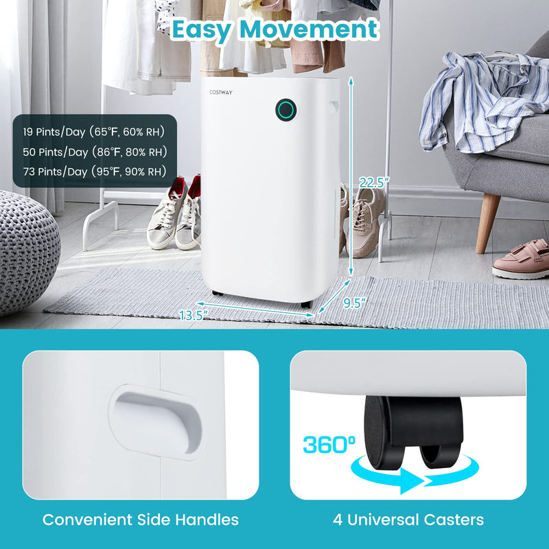 Load image into Gallery viewer, 4500 Sq. Ft Quiet Dehumidifier, 1.7 Gallon Water Tank, 73-Pint/Day, Water Full Auto Shut Off
