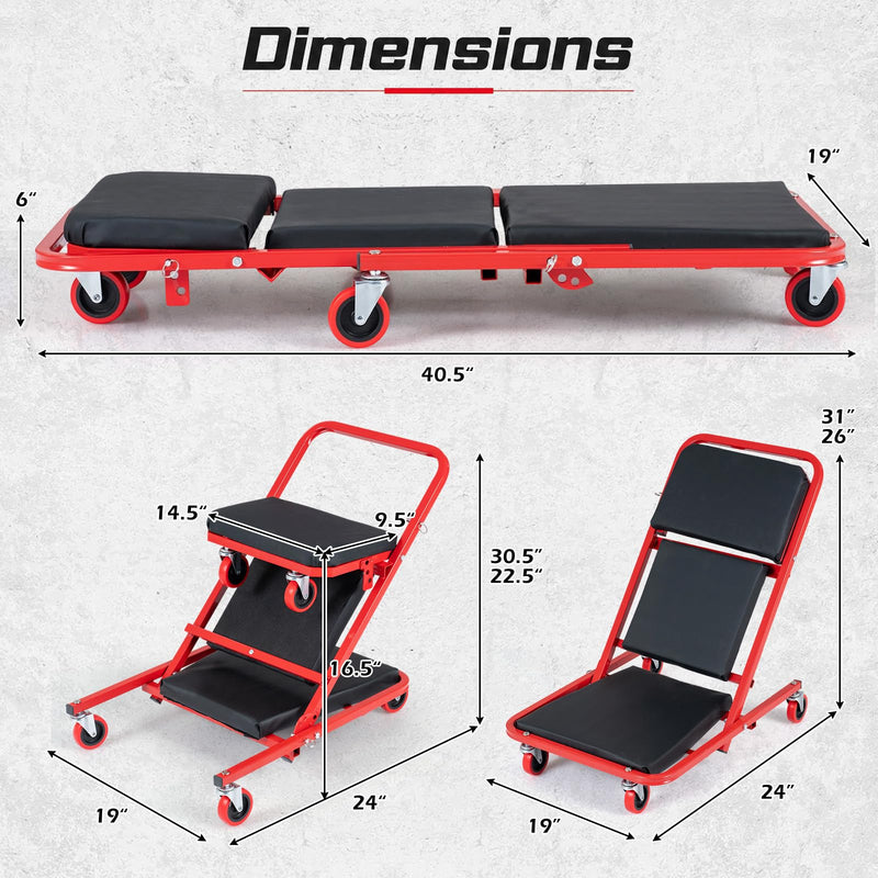 Load image into Gallery viewer, Goplus 41" Foldable Mechanic Creeper | 450 LBS Capacity Padded Z Garage Seat

