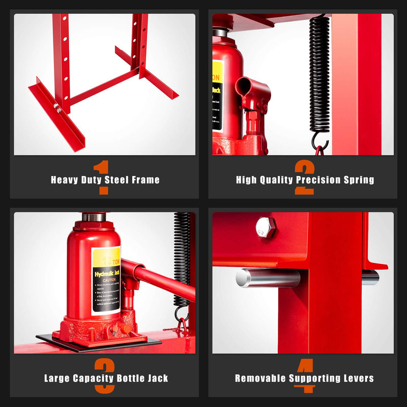 Load image into Gallery viewer, Goplus 12 Ton Hydraulic Shop Floor Press Floor Stand Jack for Gears and Bearings
