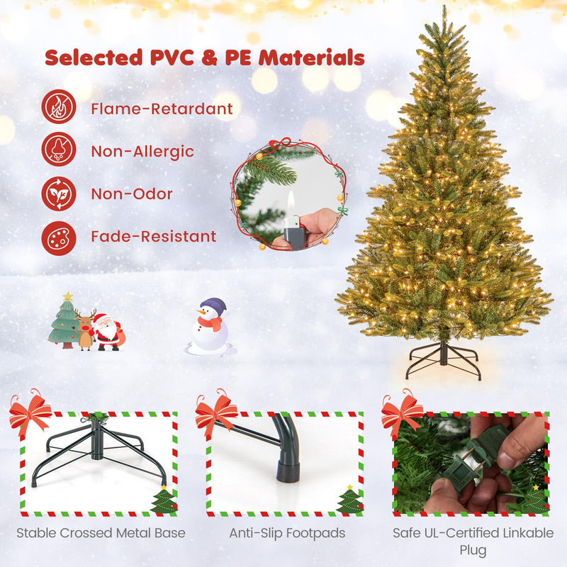 Load image into Gallery viewer, Goplus 6ft Pre-Lit Artificial Christmas Tree with 500 Warm-White Incandescent Lights
