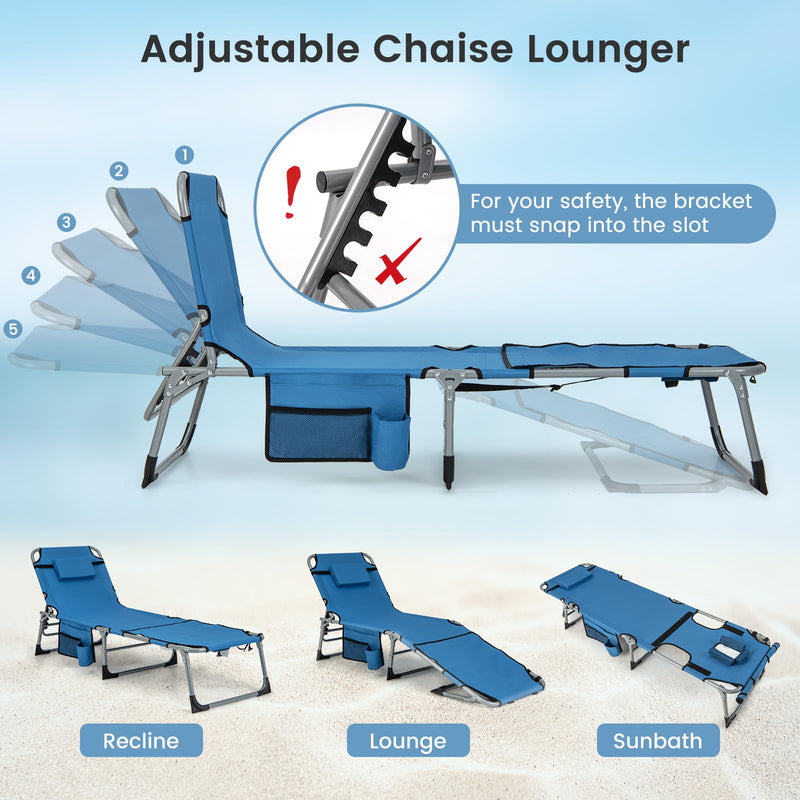 Load image into Gallery viewer, Goplus Lounge Chairs for Outside, 5-Position Tanning Chair w/Face &amp; Arm Hole
