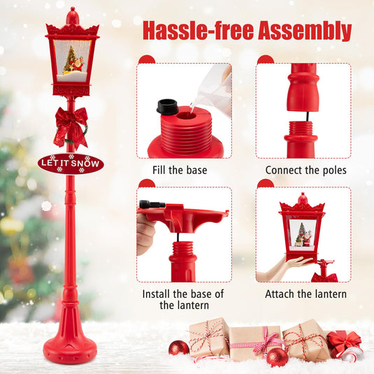 Goplus 8 ft Musical Christmas Streetlight w/Warm White LED Lights Snowy Effects Santa Scene