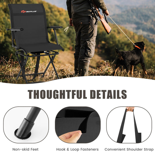 Goplus Hunting Chair, 360-Degree Swivel Hunting Blind Chair with Carrying Strap