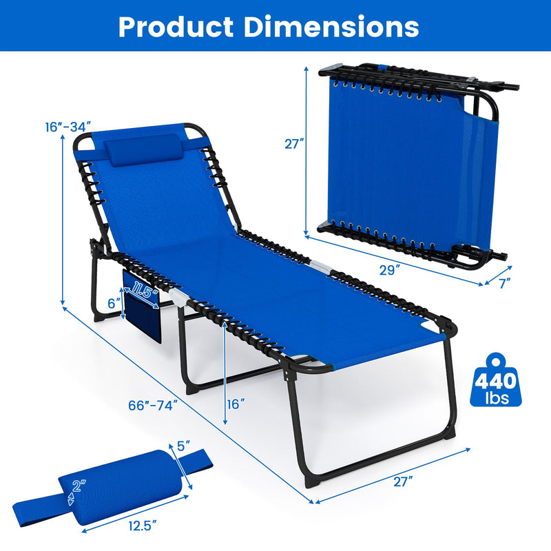 Load image into Gallery viewer, Goplus Extra Large Lounge Chair Outdoor Folding 5-Position Tanning Chair
