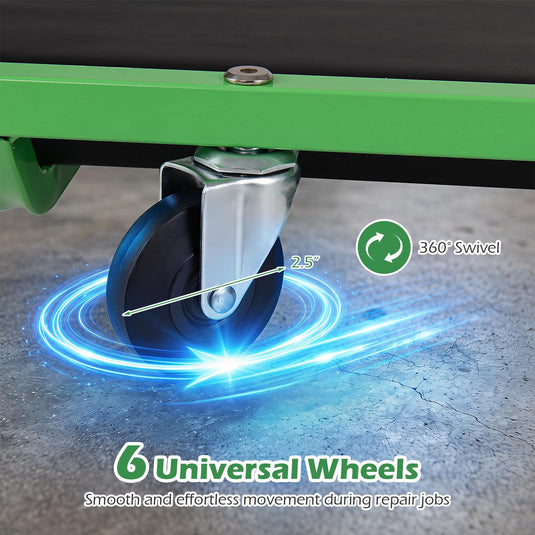 Goplus Foldable Mechanic Creeper with 360° Swivel Wheels | 330 lbs Heavy Duty Garage Creeper