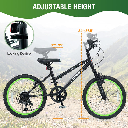 Goplus 20/24 Inch Kids Mountain Bike | 7 Speed Bicycle w/Suspension Fork
