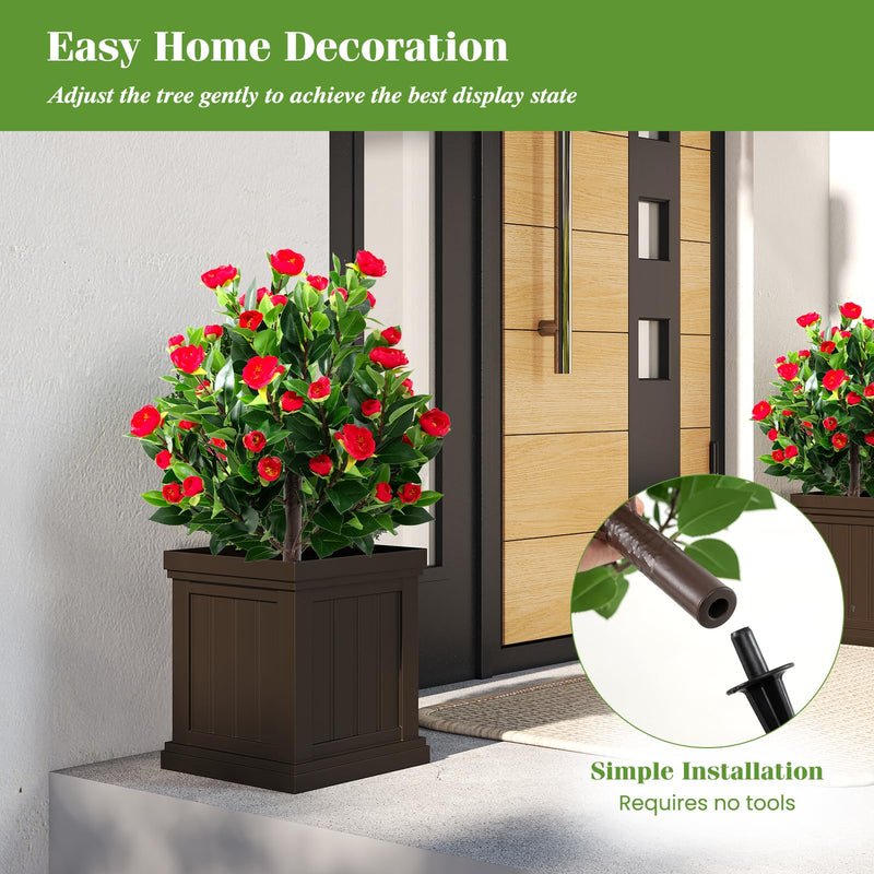 Load image into Gallery viewer, Goplus 31 Inches Artificial Camellia Tree Set 2 Pack Fake Flower Trees
