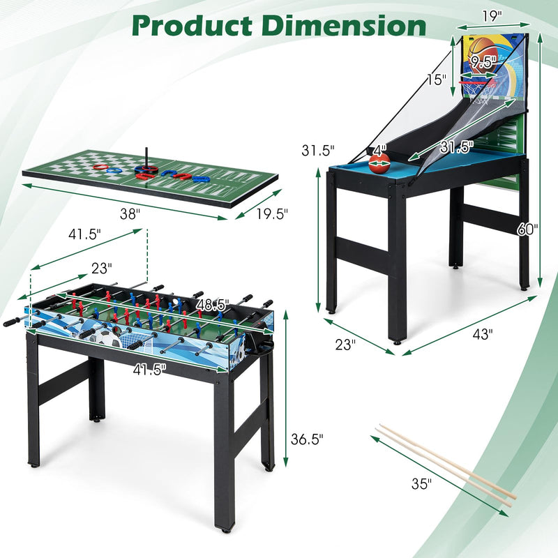 Load image into Gallery viewer, Goplus 14-in-1 Multi Game Table, Combo Game Table w/Foosball, Air Hockey, Pool, Table Tennis, Basketball, Chess, Checkers, Bowling, Shuffleboard
