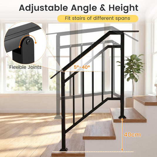 Swivel Hand Rails Goplus 3-Step Galvanized Metal Hand Rails with Adjustable Angle for Ou ...