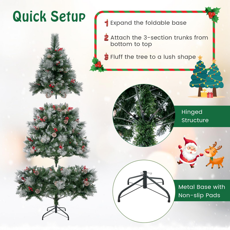 Load image into Gallery viewer, Goplus 6ft Pre-Lit Artificial Christmas Tree, Hinged Xmas Tree, for Office Home Decor
