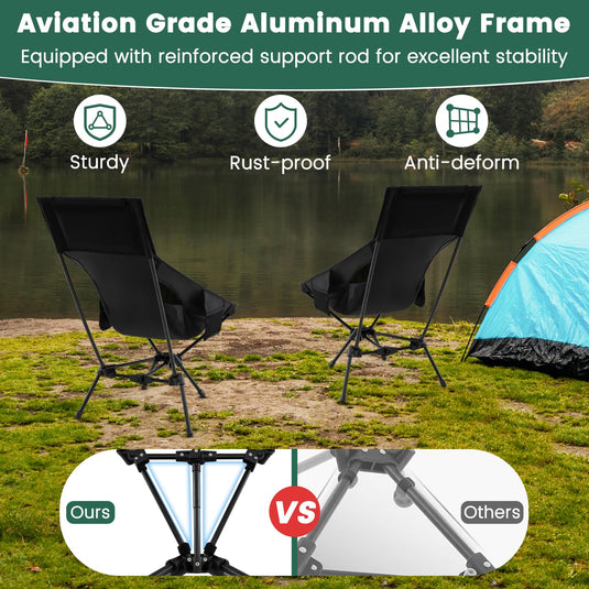Goplus Portable High Back Camping Chairs for Adults Outside Hiking Beach