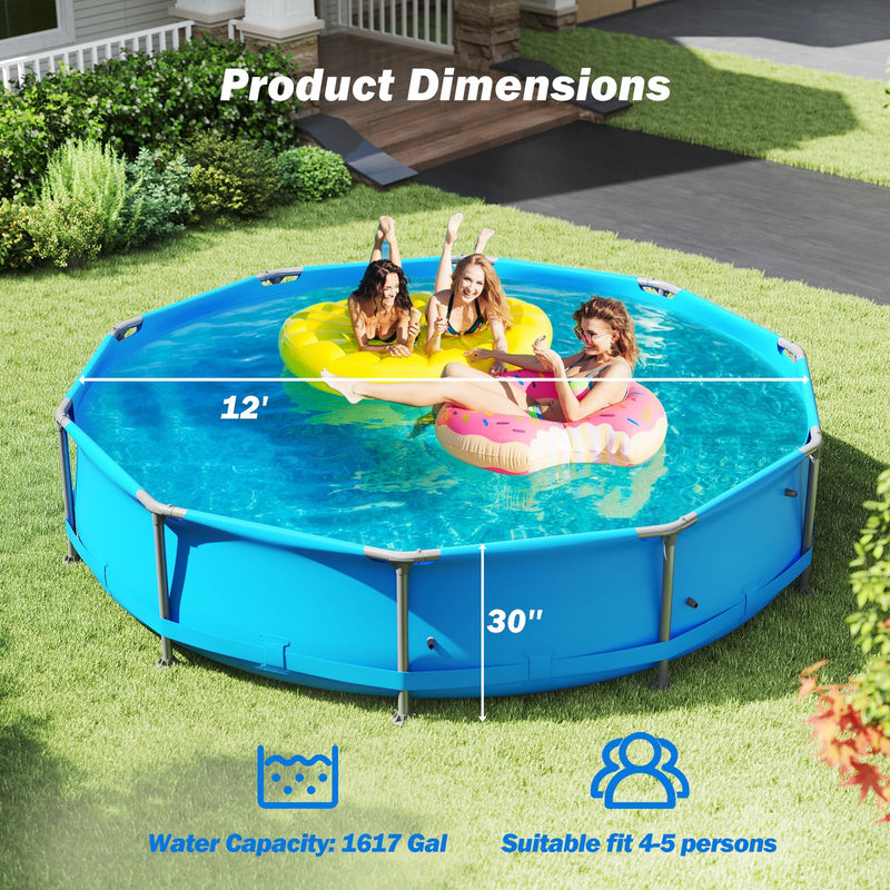 Load image into Gallery viewer, Goplus 12&#39; x 12&#39; x 30&#39;&#39; Metal Frame Above Ground Swimming Pool

